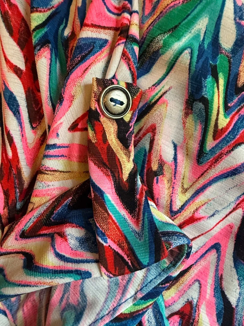 Bright Multicolor Chevron V-Neck Tunic Top - Picture 5 of 7